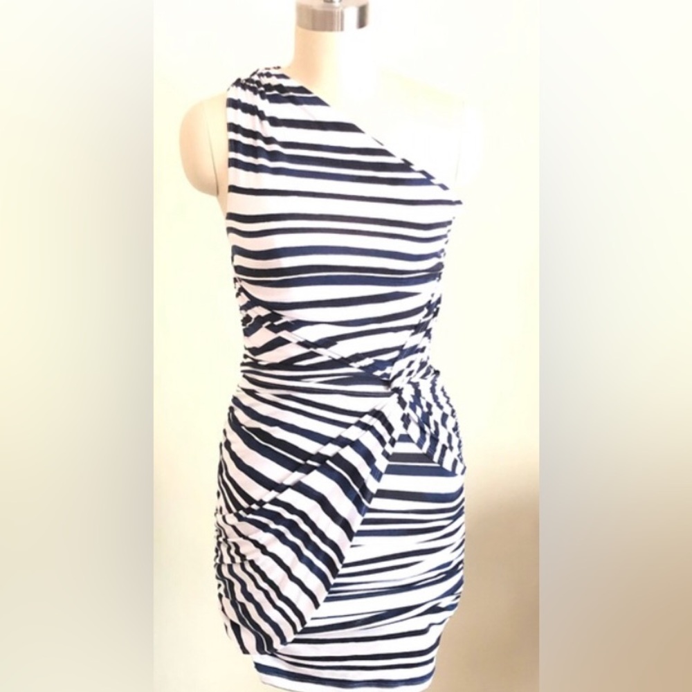 Tart Collections Body Con Navy Blue Striped Mini Dress - XS